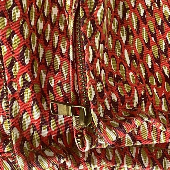 𝅺LIVERPOOL Jeans Pauline Red Beige Printed Zip Ankle Cropped Jeans 10 - Picture 5 of 8